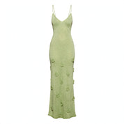 Lucasta Garmore | Green Crochet Flower Maxi Dress For Women