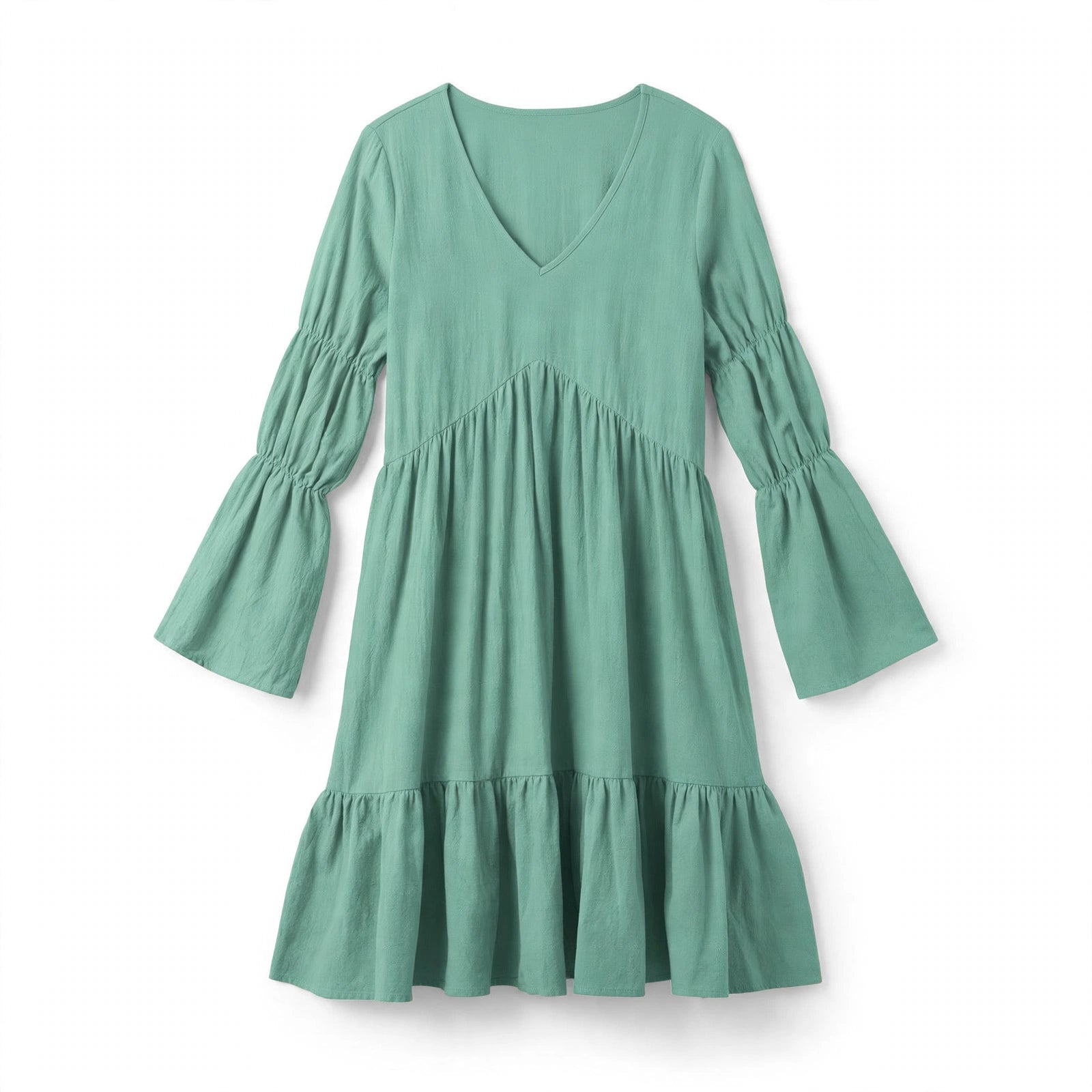 Lorna Kirkbridge | Mint Tiered Bell Sleeve Mini Dress For Women