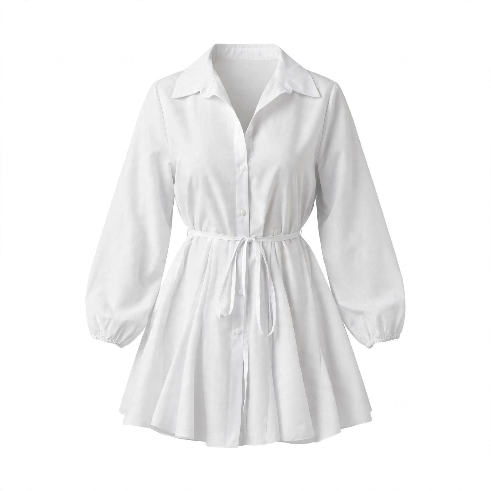 Anneliese Kempford | White Puff Sleeve Shirt Dress For Women