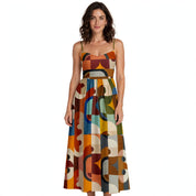 Yarra Glenford | Multicolour Geometric Print Midi Dress For Women