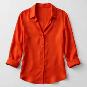 Hannah Kilby | White Satin Button Blouse For Women