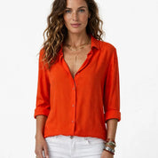Hannah Kilby | White Satin Button Blouse For Women