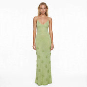 Lucasta Garmore | Green Crochet Flower Maxi Dress For Women
