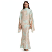 Viola Rushdale | Champagne Floral Cape Top Two Piece Set For Women