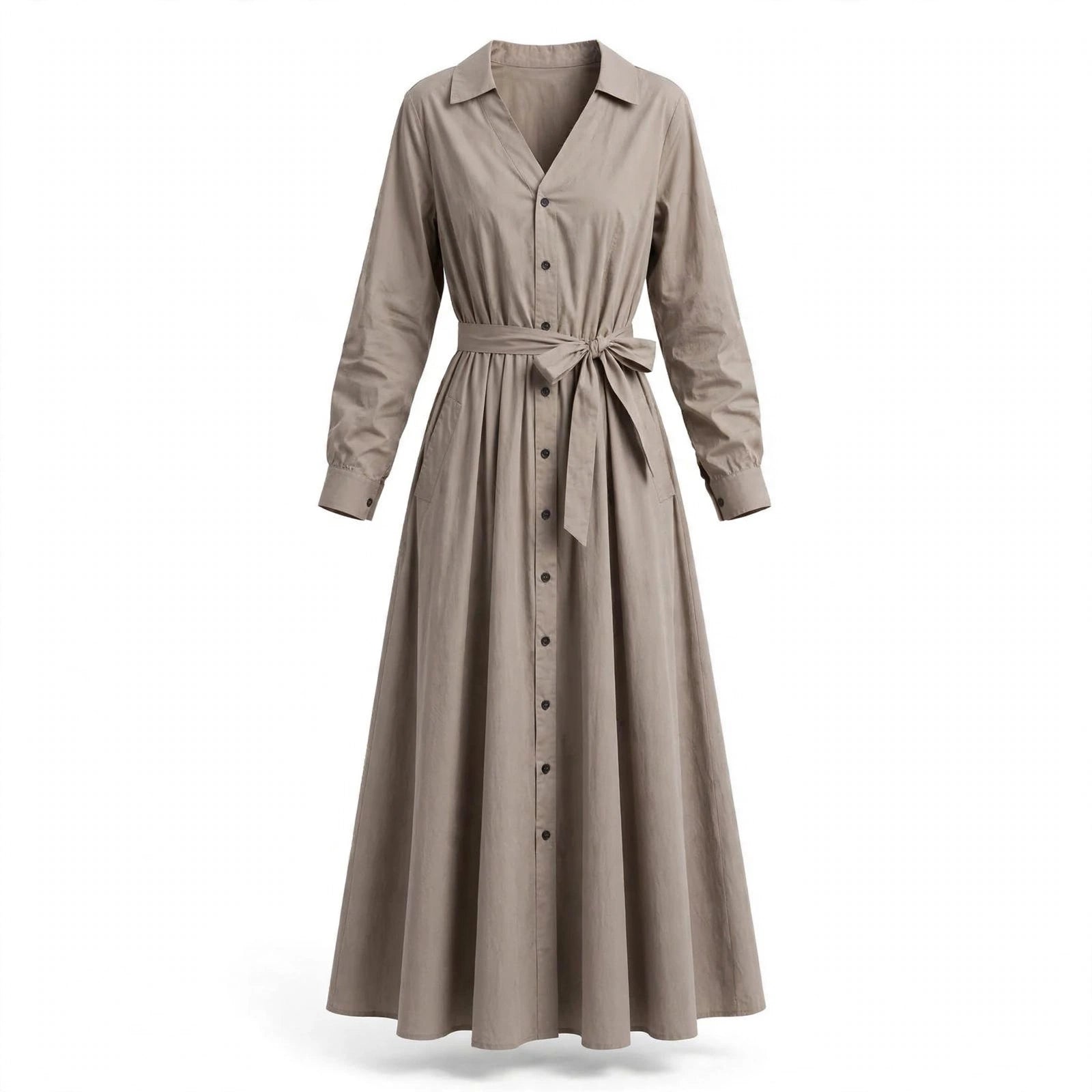 Oriana Belbridge | Grey Belted Midi Shirt Dress For Women