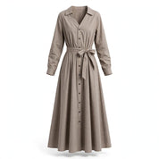 Oriana Belbridge | Grey Belted Midi Shirt Dress For Women