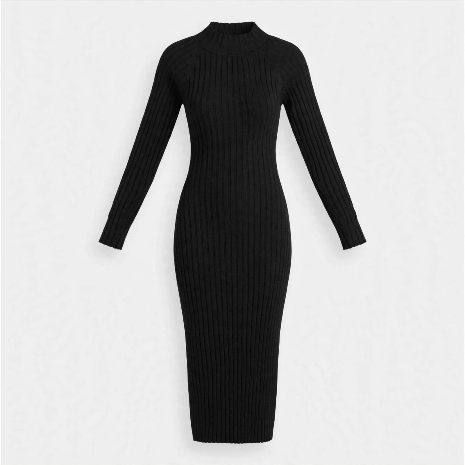 Kerenza Wickcombe | Black Ribbed Knit Backless Midi Dress For Women