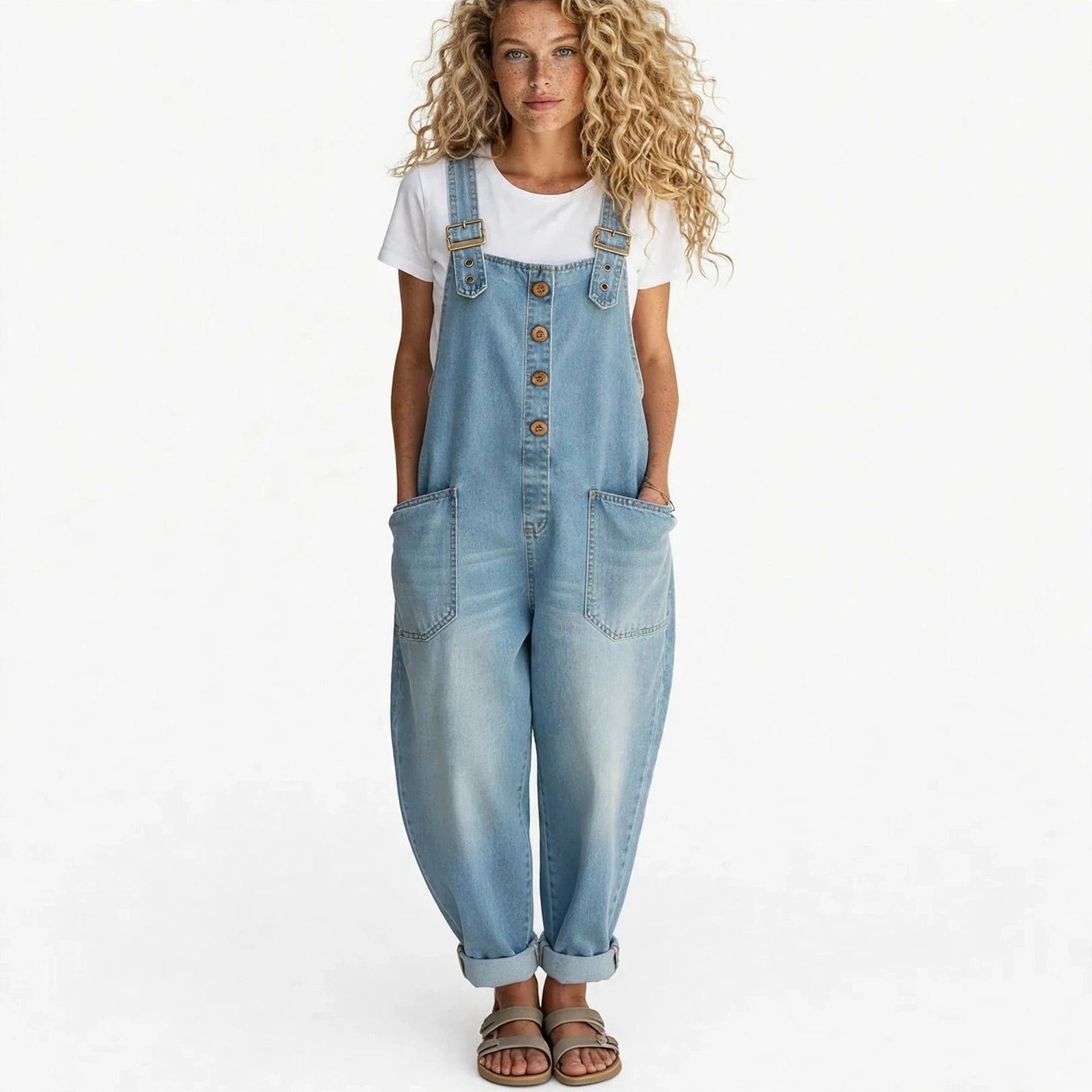 Eleonora Northwell | Light Blue Baggy Denim Overalls For Women