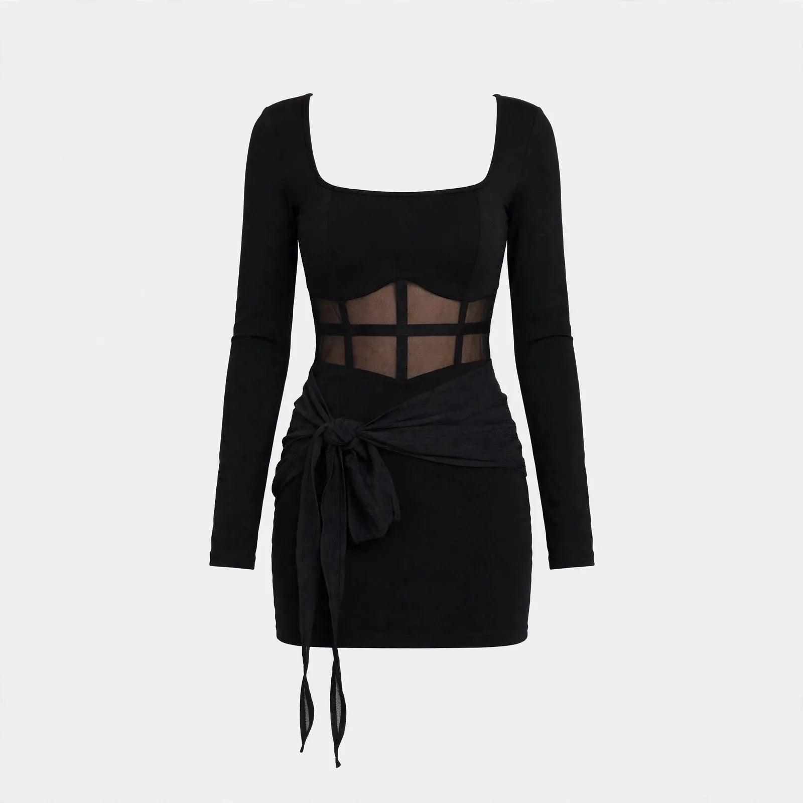 Jacinta Duncombe | Black Mesh Panel Bodycon Mini Dress For Women