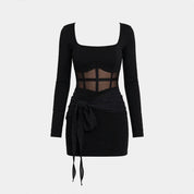 Jacinta Duncombe | Black Mesh Panel Bodycon Mini Dress For Women
