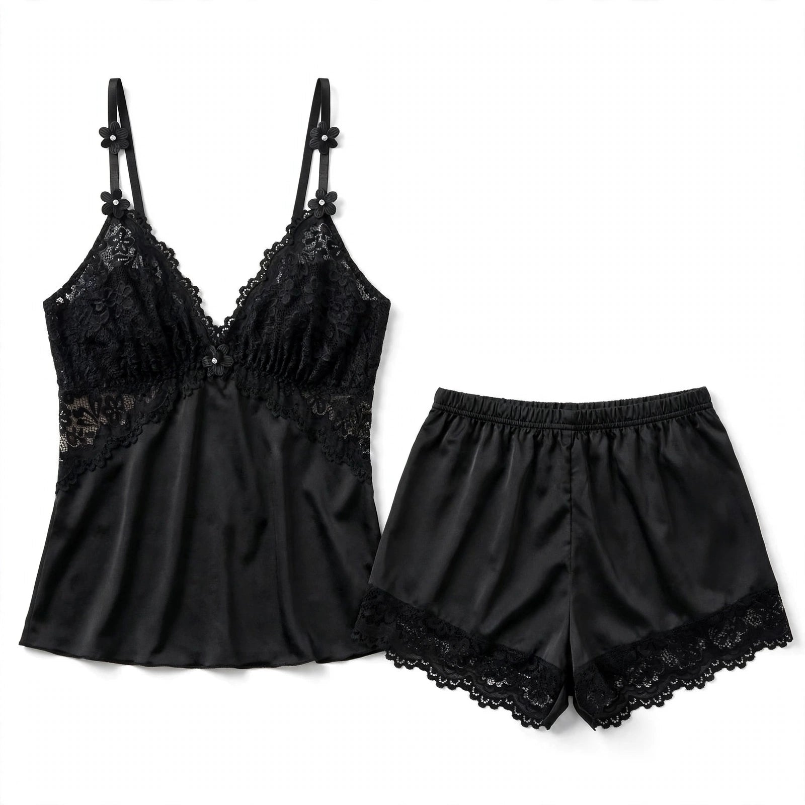 Annalisa Quarhurst | Silky Lace Cami & Shorts Pyjama Set For Women