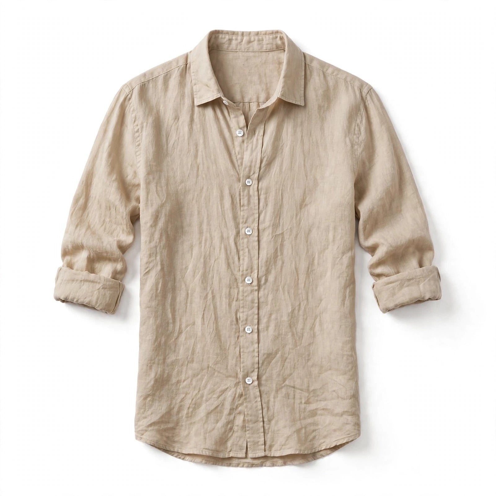 Nicola Saxcroft | Crinkle Linen-Look Long Sleeve Beach Shirt For Men