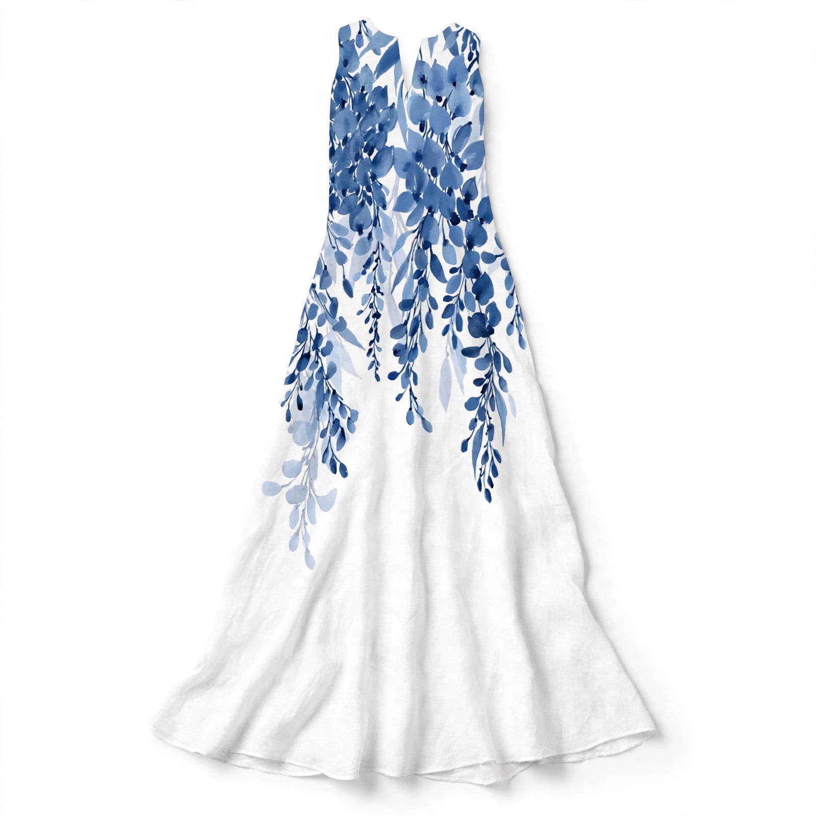 Margherita Goldley | Blue Botanical Print Maxi Dress For Women
