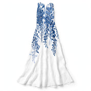 Margherita Goldley | Blue Botanical Print Maxi Dress For Women