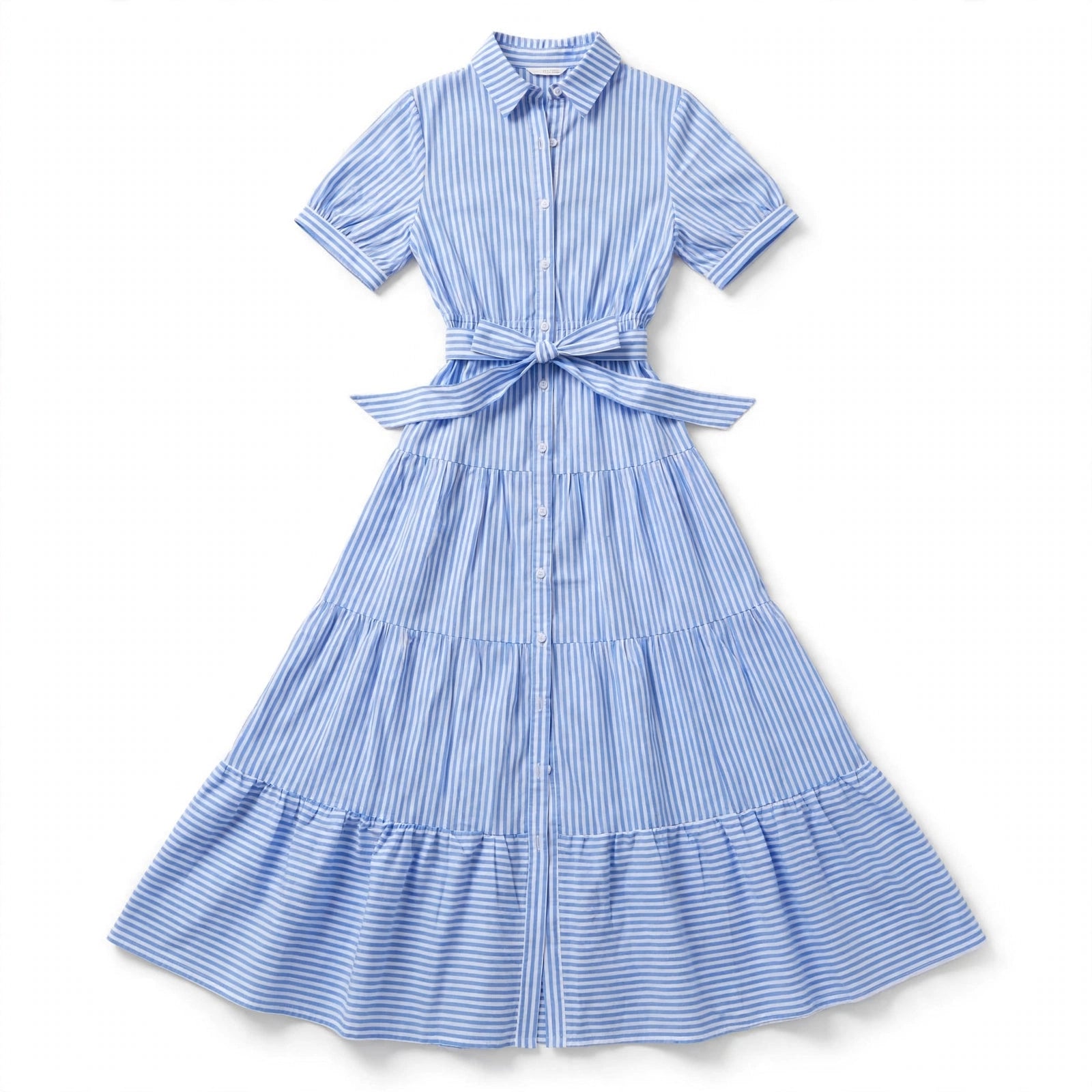 Irma Oakbridge | Striped Tiered Maxi Shirt Dress For Women