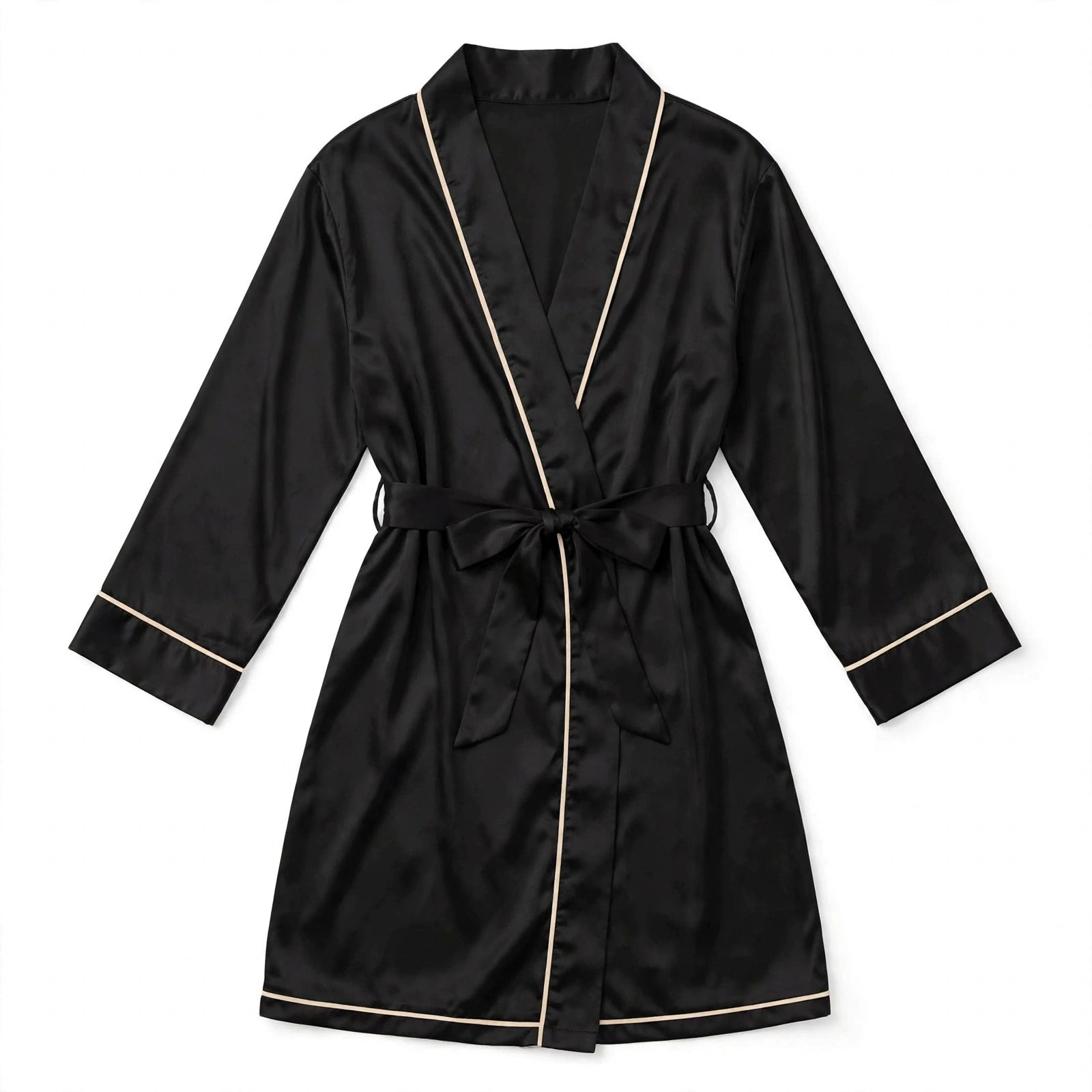 Franca Bramcroft | Satin Wrap Robe with Piped Trim For Women