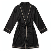 Franca Bramcroft | Satin Wrap Robe with Piped Trim For Women