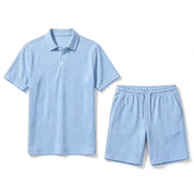 Adriano Pellgate | Waffle Knit Polo Shirt & Shorts Set For Men