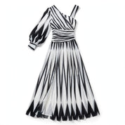 Viviana Aldmere | Striped One-Shoulder Slit Maxi Dress For Women