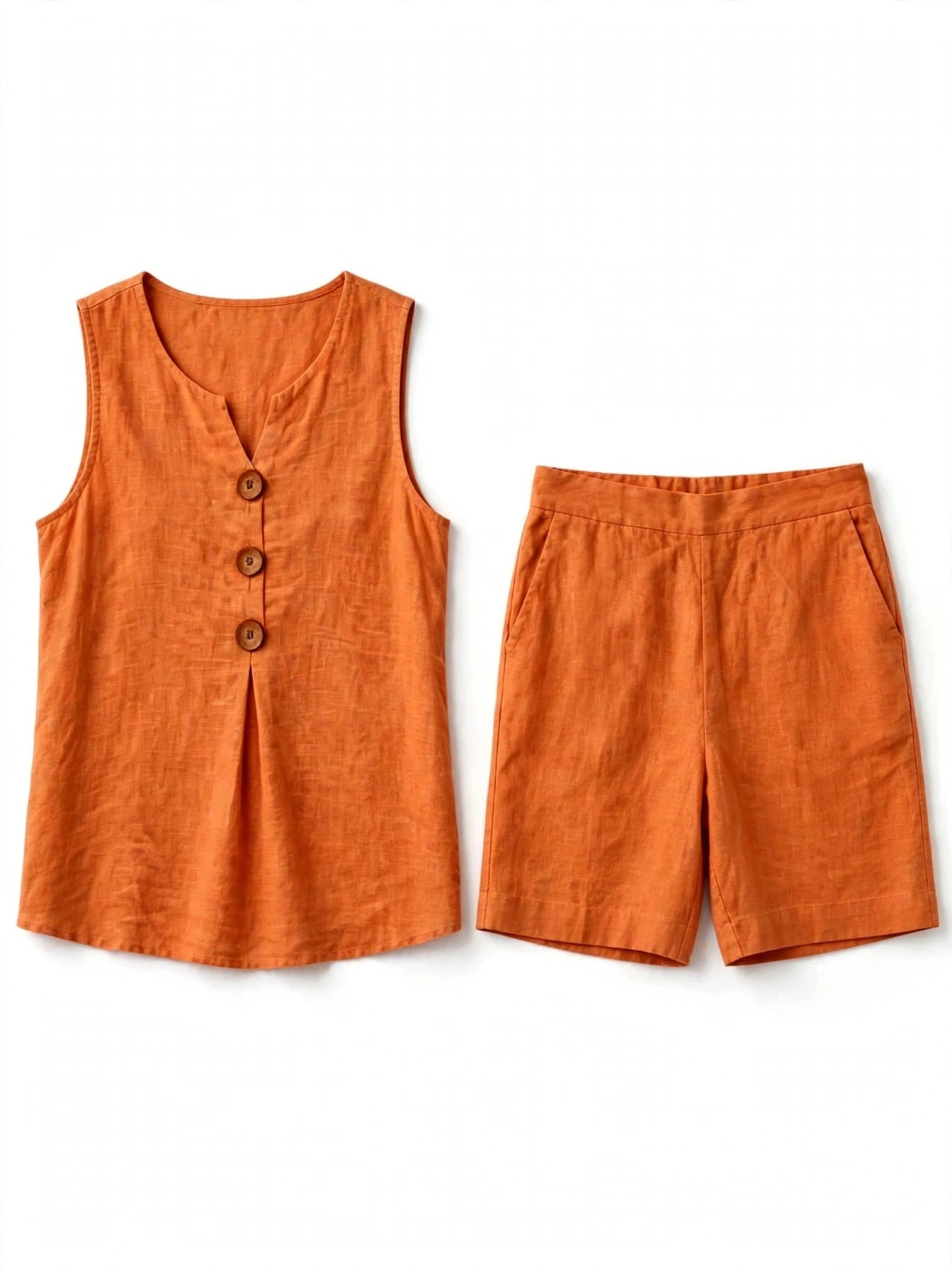 Miriam Kilmere | Linen-Look Button Tank & Shorts Set For Women