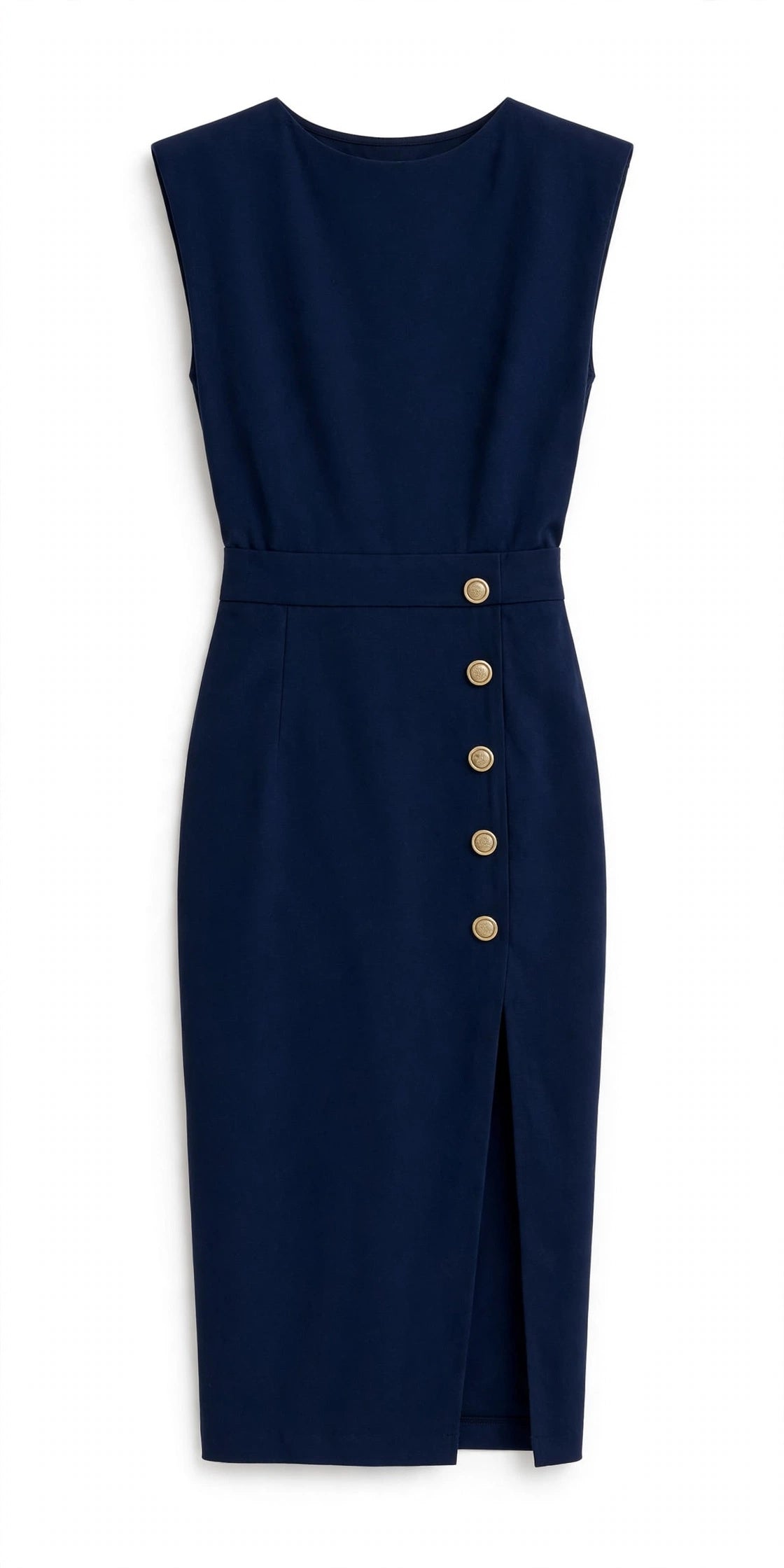 Rita Estton | Button Slit Sleeveless Midi Dress For Women