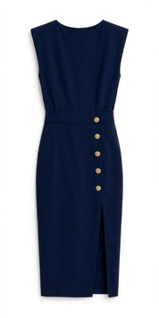 Rita Estton | Button Slit Sleeveless Midi Dress For Women