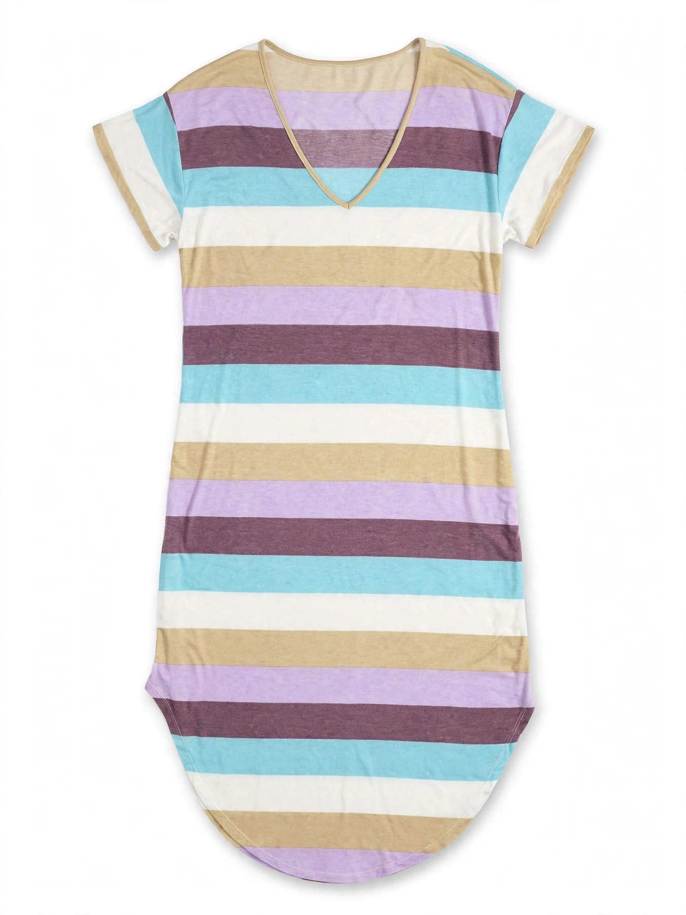 Raffaella Goldstone | Pastel Striped V-Neck T-Shirt Dress For Women