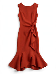 Piera Normore | Asymmetric Ruffle Midi Dress For Women