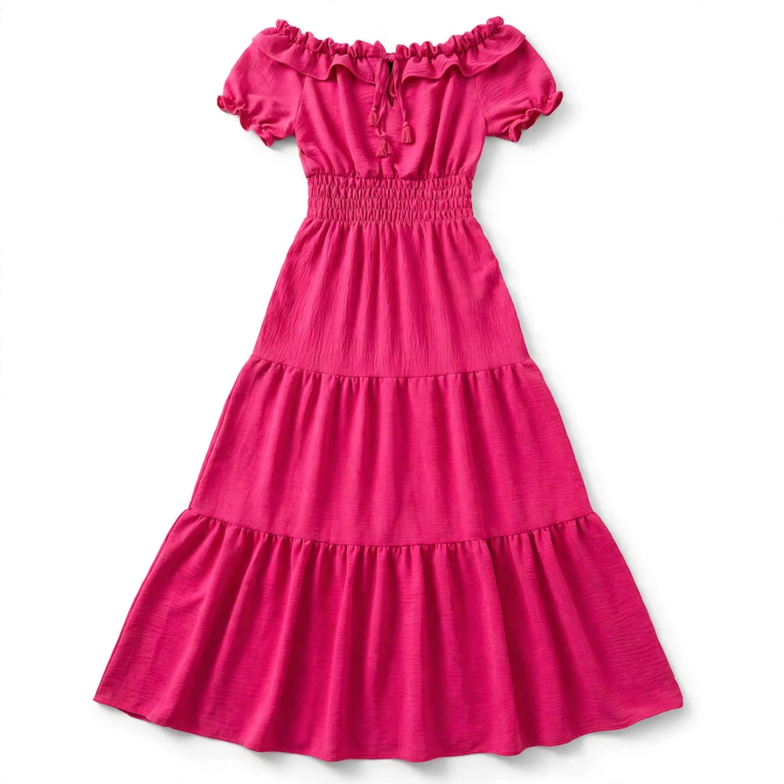 Matilde Malmere | Off-Shoulder Shirred Tiered Maxi Dress For Women