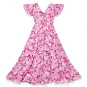 Agata Stanmore | Floral Flutter Sleeve V-Neck Maxi Dress For Women