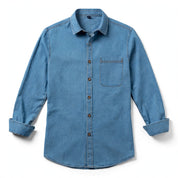 Massimo Milbridge | Denim-Look Long Sleeve Button-Up Shirt For Men