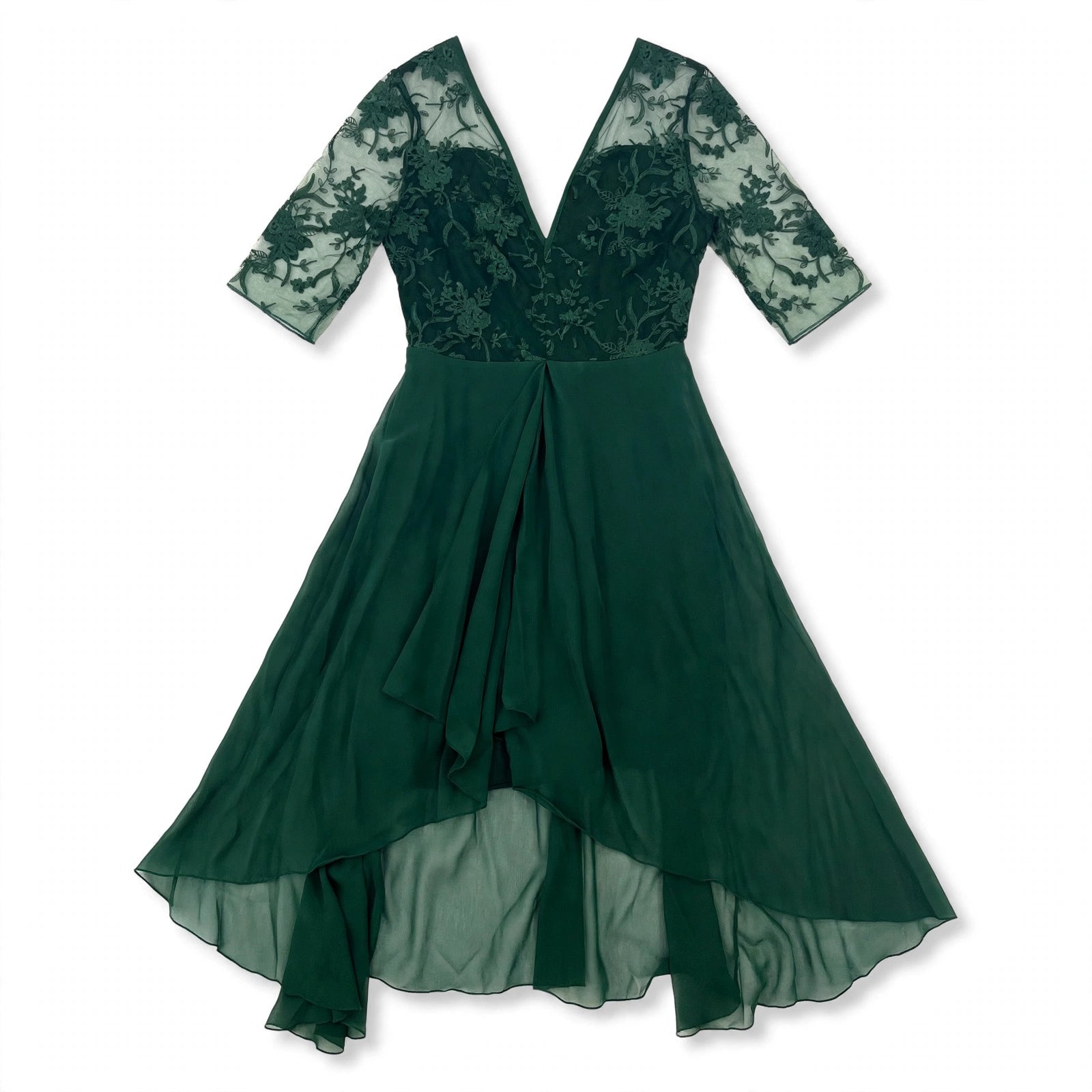 Isotta Penley | Lace Bodice Cascade Ruffle Midi Dress For Women