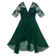 Isotta Penley | Lace Bodice Cascade Ruffle Midi Dress For Women