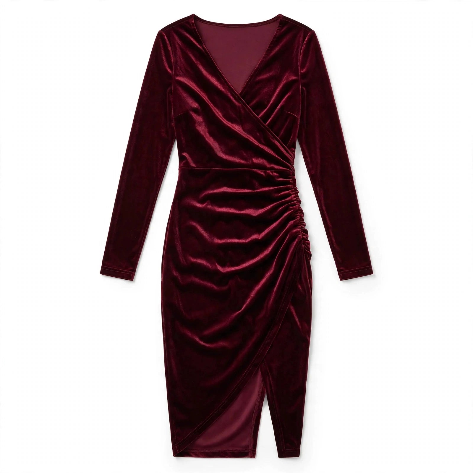 Vanessa Quarholt | Velvet Wrap Long Sleeve Midi Dress For Women