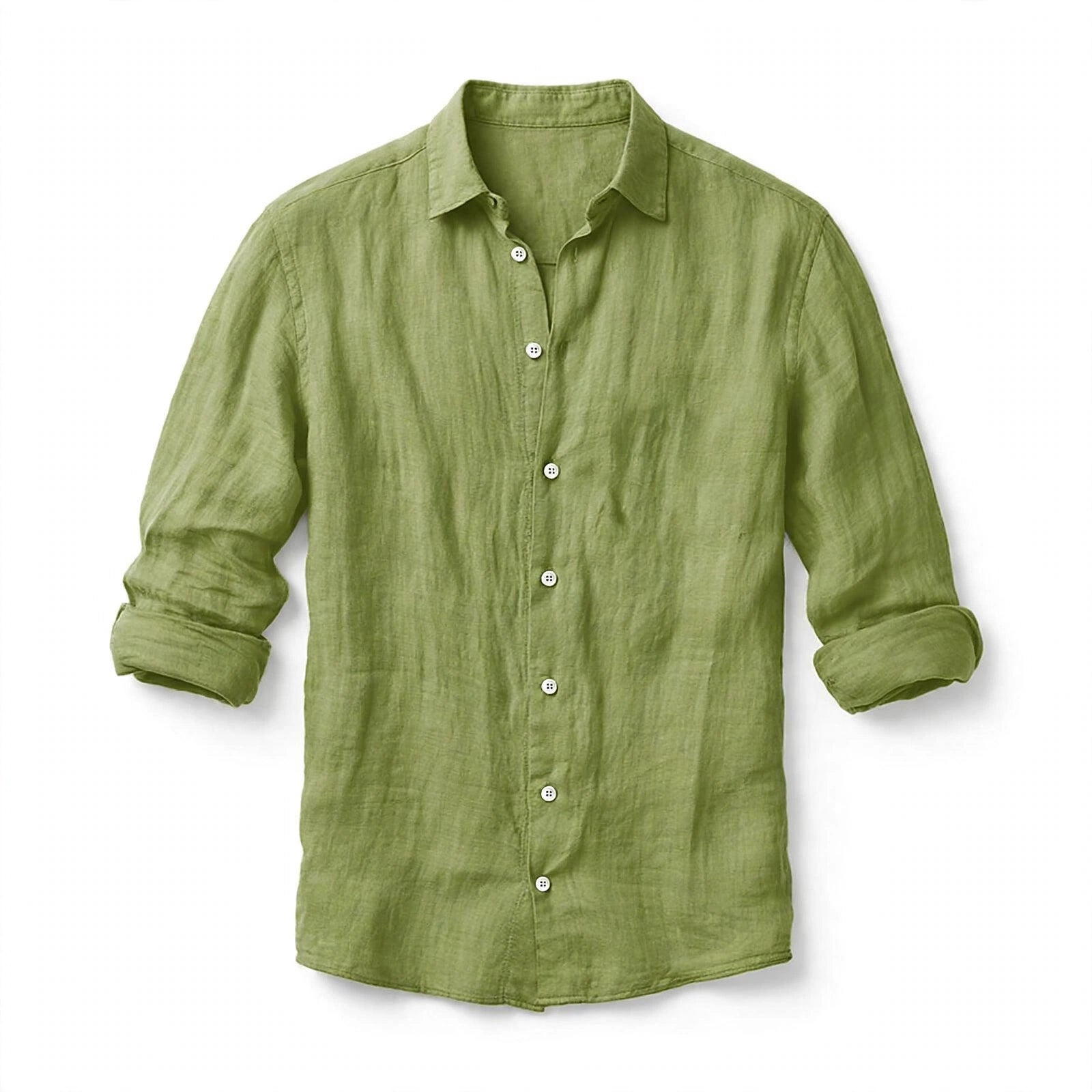 Basilio Levbrook | Linen-Look Long Sleeve Button-Up Shirt For Men