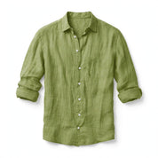 Basilio Levbrook | Linen-Look Long Sleeve Button-Up Shirt For Men