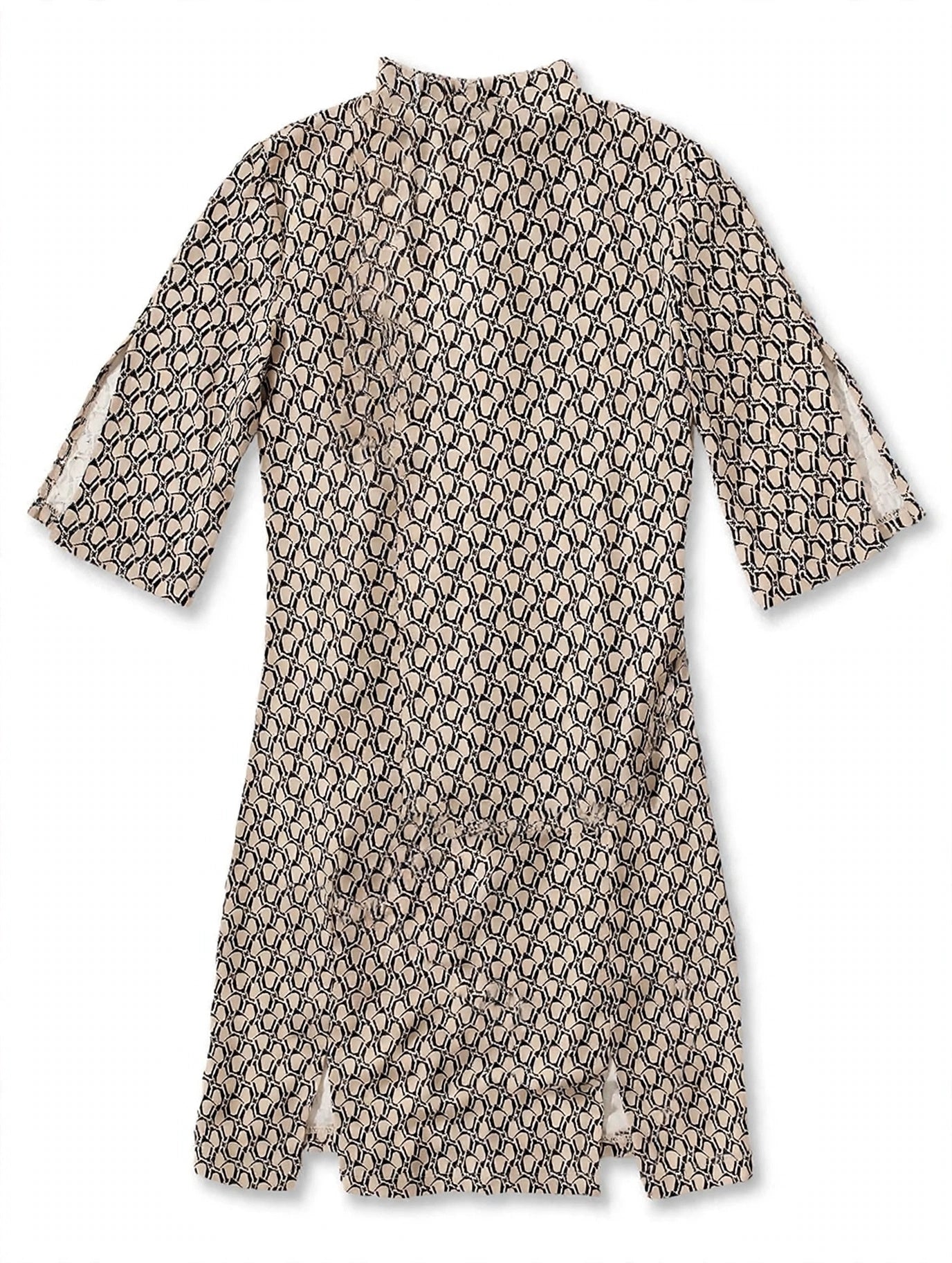 Ginevra Estmore | Brown Geometric Print Shift Dress For Women