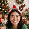 Antler Frost | Brown Antler Santa Hat Christmas Headband Unisex