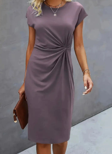Allegra Marcroft | Black Ruched Cap Sleeve Midi Dress For Women