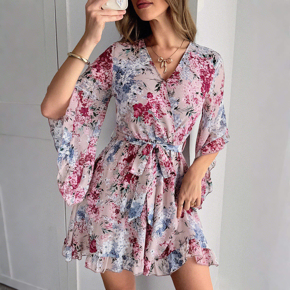 Harper Kelly | Floral Wrap Mini Dress For Women
