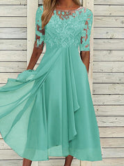 Isotta Penley | Lace Bodice Cascade Ruffle Midi Dress For Women