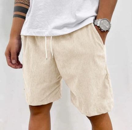 Dario Ballina | Grey Corduroy Drawstring Shorts For Men