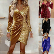 Tara Whitmore | Velvet Sequin Wrap Mini Dress For Women