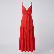 Isabella Fontaine | Flowing Maxi Dress with Elegant Tie-Waist Detail For Women