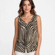 Jade Thompson | Wave Print Sleeveless Blouse For Women