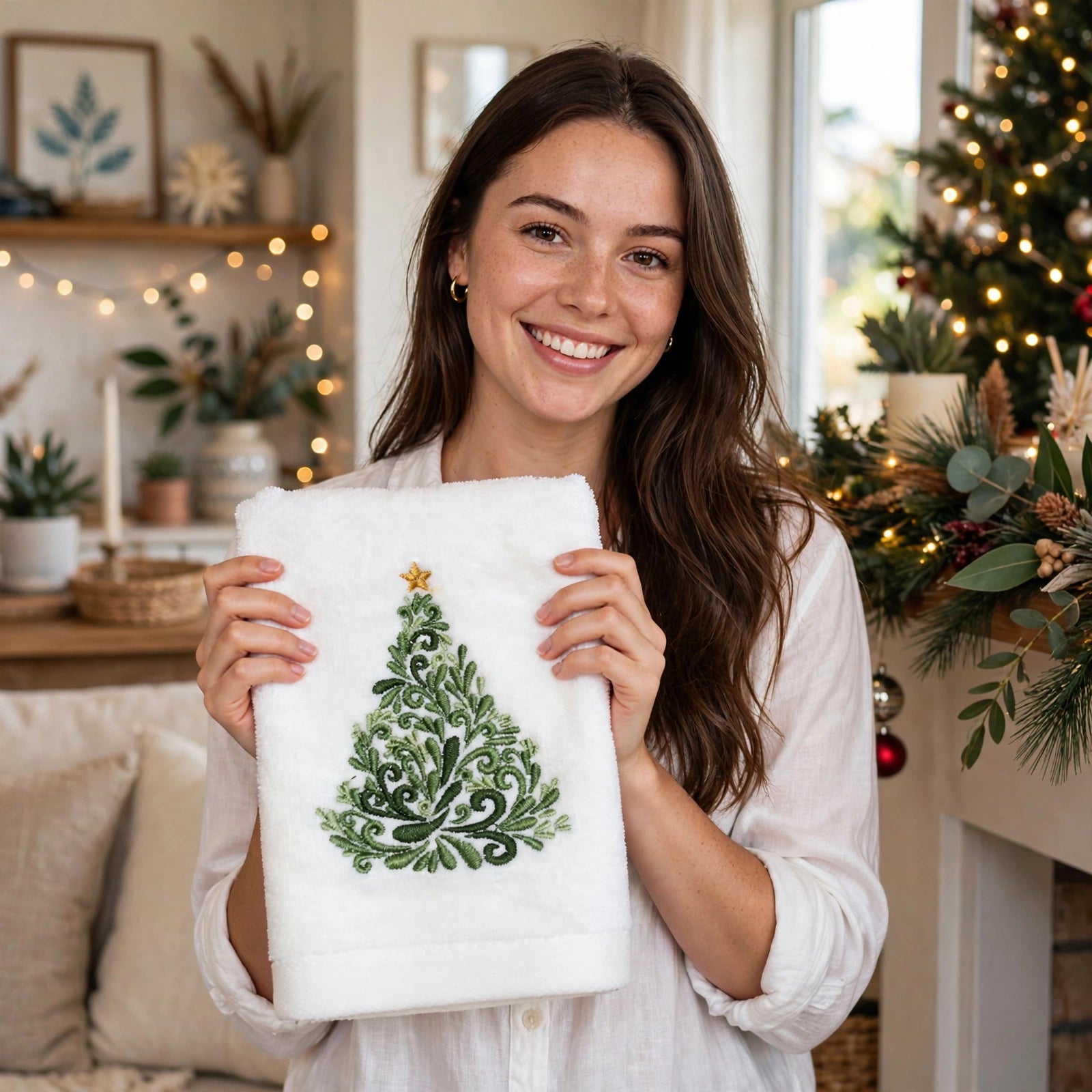 Merry Table | Red Holly Bow Christmas Tea Towel Unisex