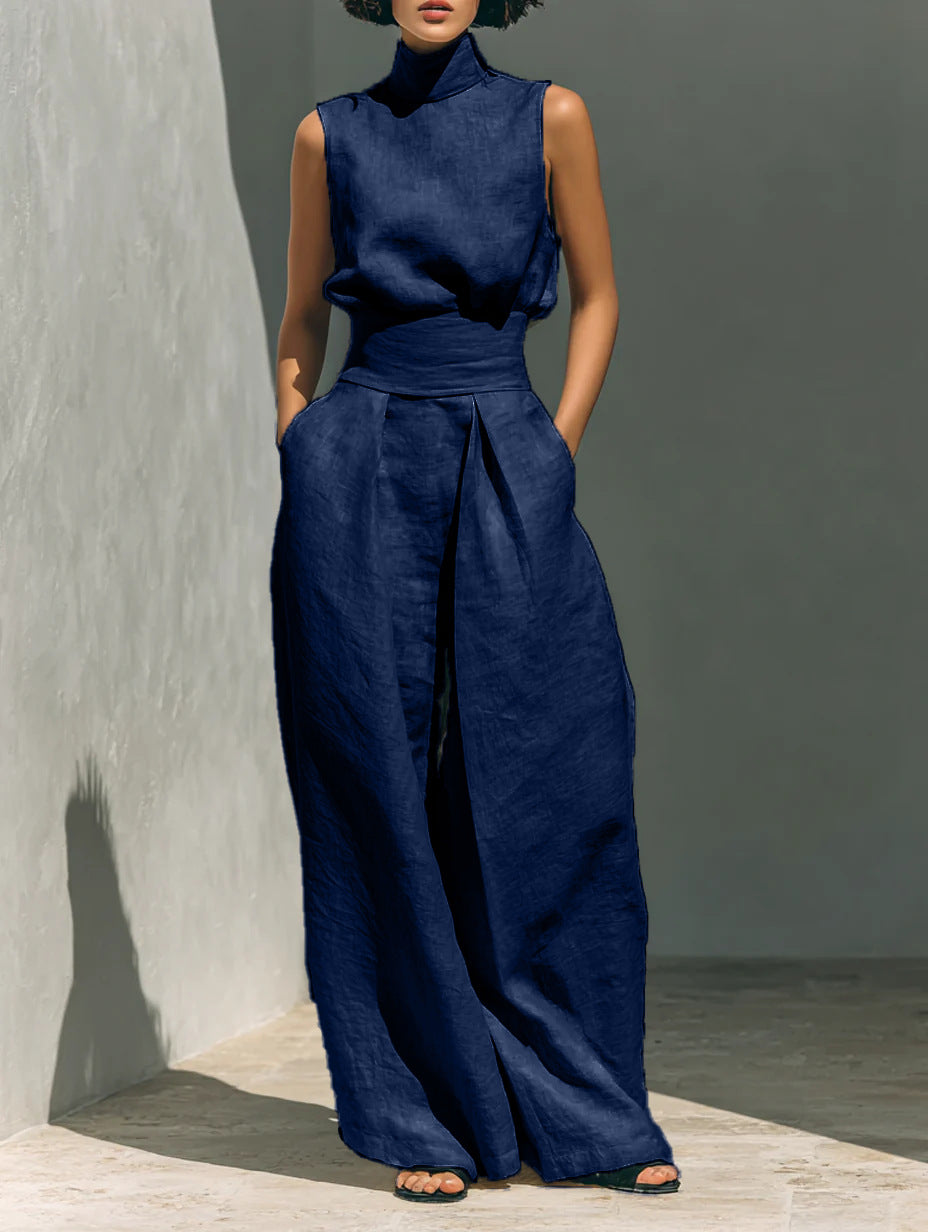 Valentina Creswell | Linen-Look Wide Leg Two-Piece Set For Women