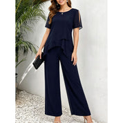 Donatella Sunstone | Navy Layered Top And Trouser Set For Women