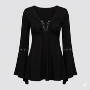 Chloe Moreau | Lace-Up Flare Sleeve Blouse For Women