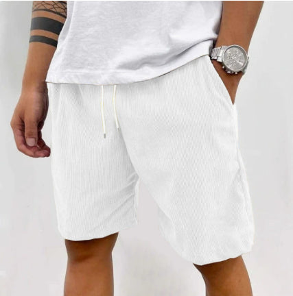 Dario Ballina | Grey Corduroy Drawstring Shorts For Men